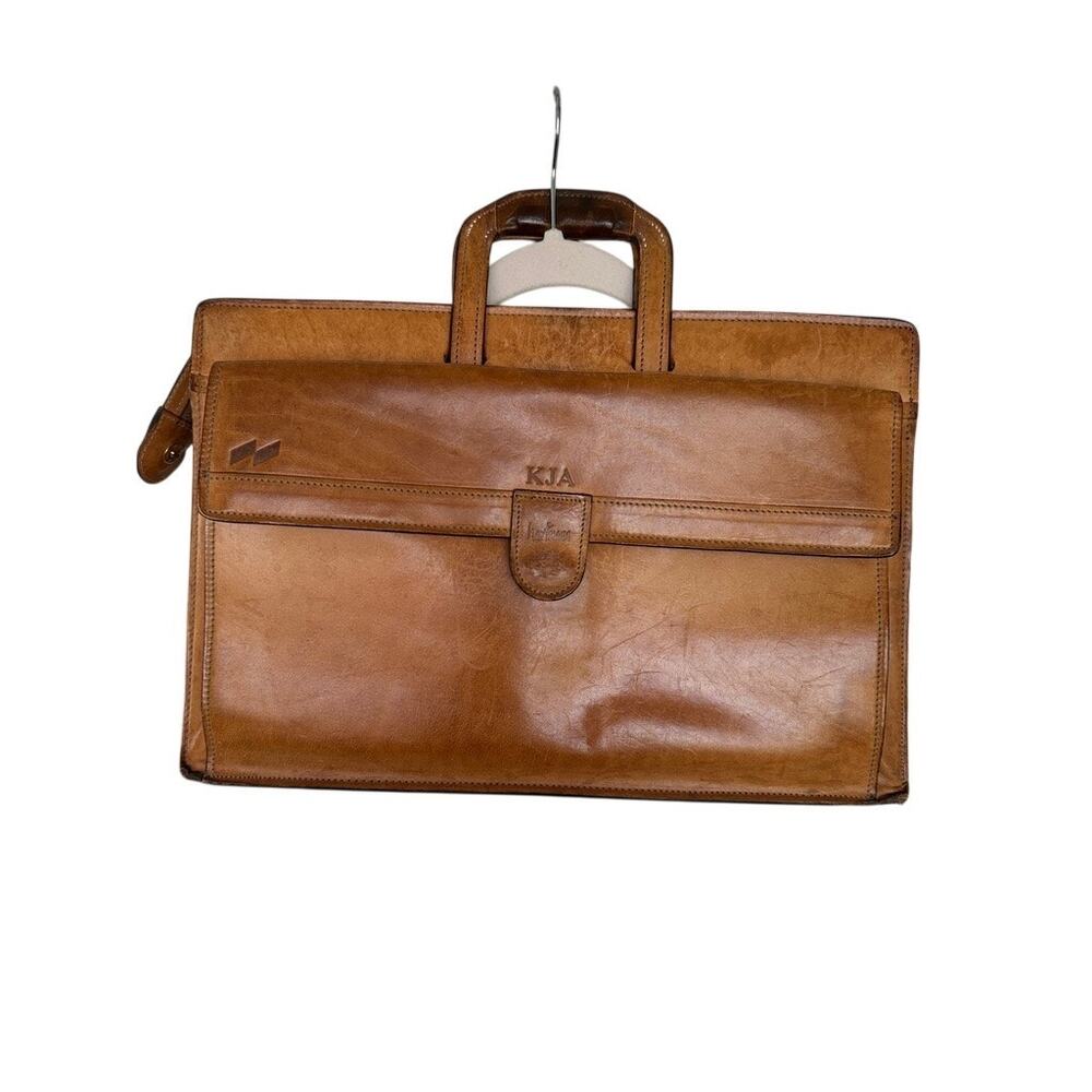 VTG HARTMANN LEATHER ATTACHE PORTFOLIO BRIEFCASE Belting Tan Retractable Handles